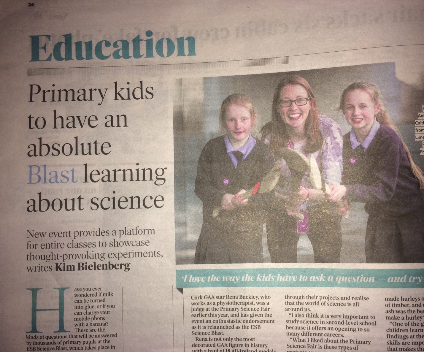 Science Project Features in Irish Independent